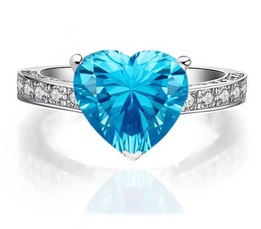 blue topaz heart ring